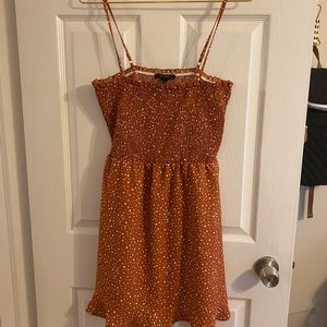 Polka dot burnt orange mini dress